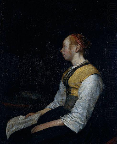 Gerard ter Borch the Younger Seated girl in peasant costume, probably Gesina (1631-90), the painter's half-sister. china oil painting image